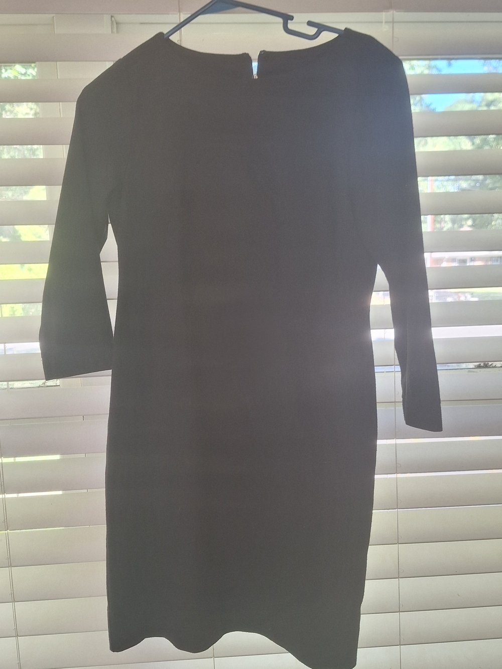 Taylor Black Long Sleeve Sheath Dress with Crew Neck